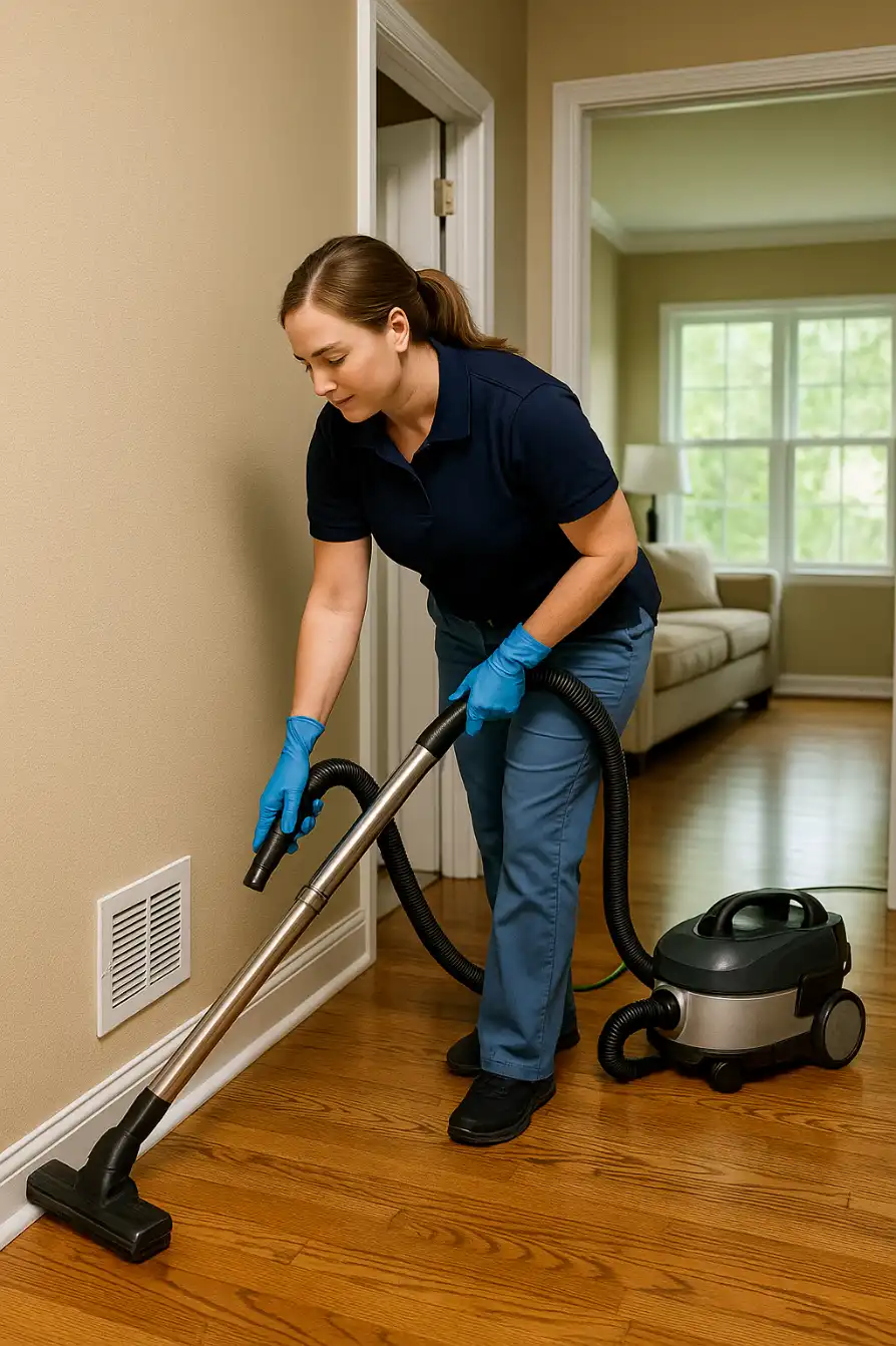 Standard Cleaning results - clean baseboards and fresh rooms